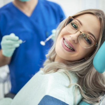 braces on young woman's smile